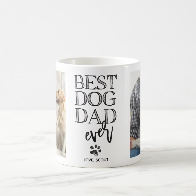 Modern Custom Photo Best Dog Dad Coffee Mug (Center)