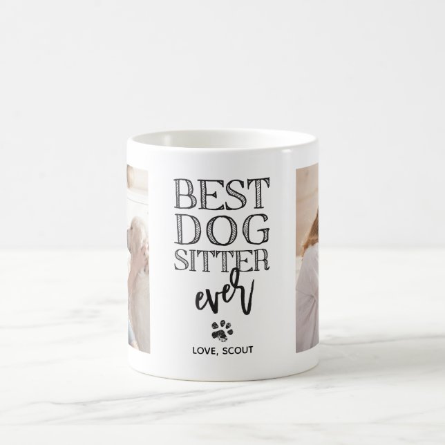 Modern Custom Photo Best Dog Sitter Coffee Mug (Center)