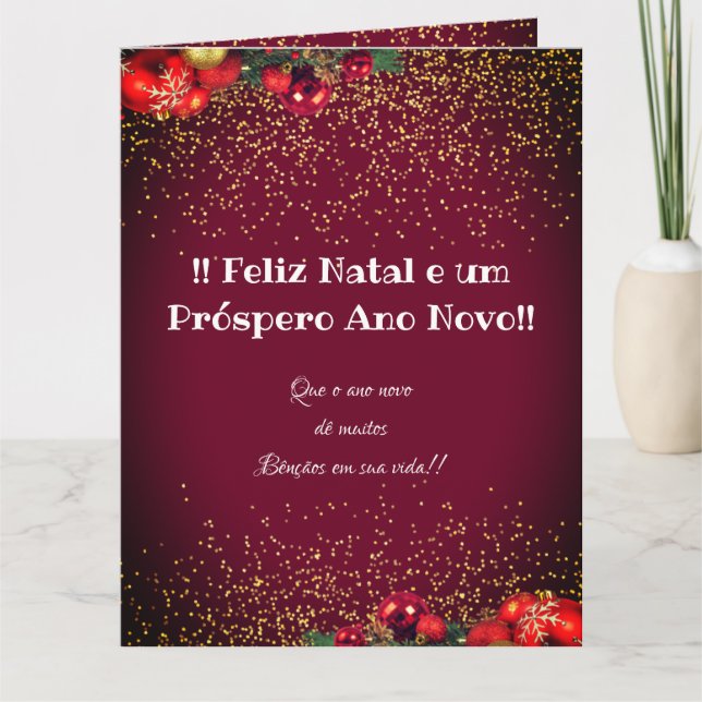 Modern Custom Photo Christmas Feliz Natal Card (Front)