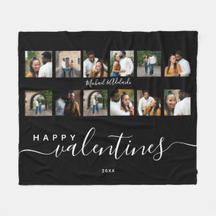Modern Custom Photo Collage Couples Valentines Day Fleece Blanket