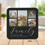 Modern Custom Photo Collage Elegant Script Family Coaster<br><div class="desc">Create your own custom coasters,  simply add your favourite pictures for a personalized family coaster.</div>