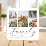 Modern Custom Photo Collage Elegant Script Family Coaster<br><div class="desc">Create your own custom coasters,  simply add your favourite pictures for a personalized family coaster.</div>