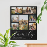 Modern Custom Photo Collage Elegant Script Family Faux Canvas Print<br><div class="desc">Create your own custom photo wall art,  simply add your favourite pictures for a personalized family home decor.</div>