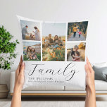 Modern Custom Photo Collage Elegant Script Family Throw Pillow<br><div class="desc">Create your own custom photo pillow,  simply add your favourite pictures for a personalized family throw pillow.</div>