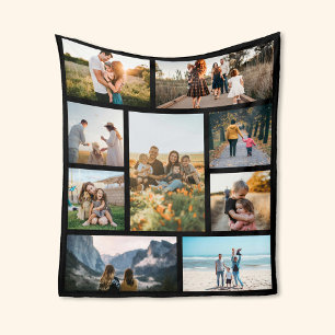 Modern Custom Photo Collage Family Personalized Fleece Blanket