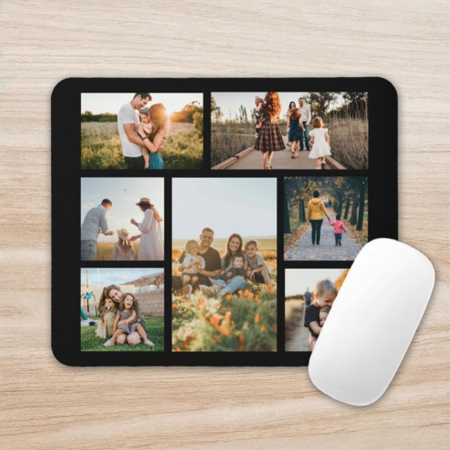 Modern Custom Photo Collage Family Personalized Mouse Pad (Creator Uploaded)