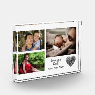 Modern Custom Photo Collage Love You Dad Block