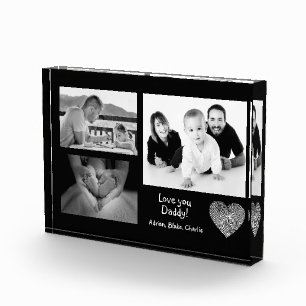 Modern Custom Photo Collage Love You Daddy Black Block