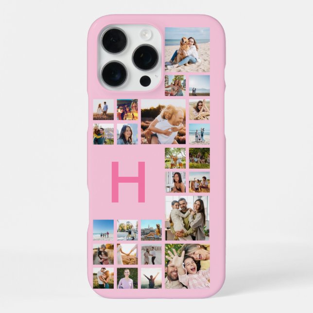 Modern Custom Photo Collage Personalized Monogram iPhone Case (Back)