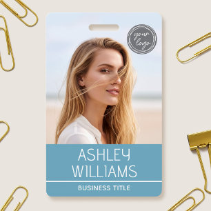 Modern Custom Photo Colour Logo Employee Blue Badge