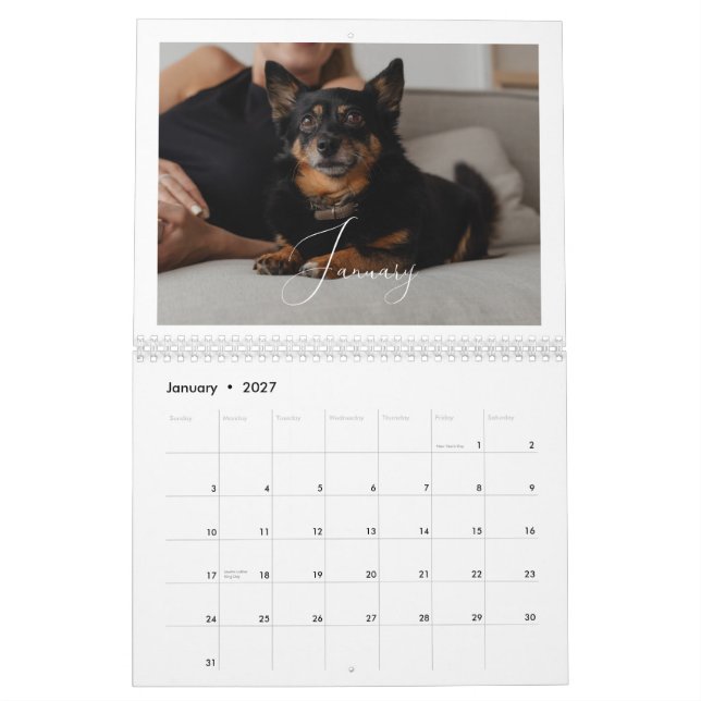 Modern Custom Photo Create Your Own Elegant Script Calendar (Jan 2027)