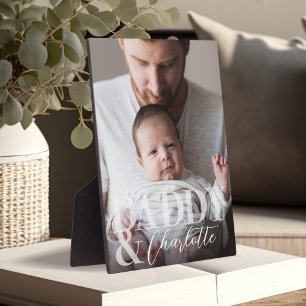 Modern Custom Photo Daddy & Baby Name Keepsake Plaque