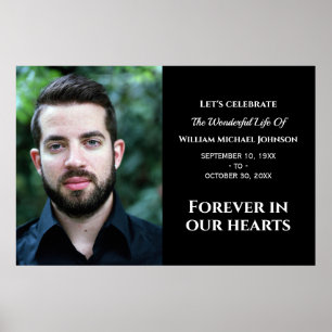 Modern Custom Photo Forever In Our Hearts Memorial Poster