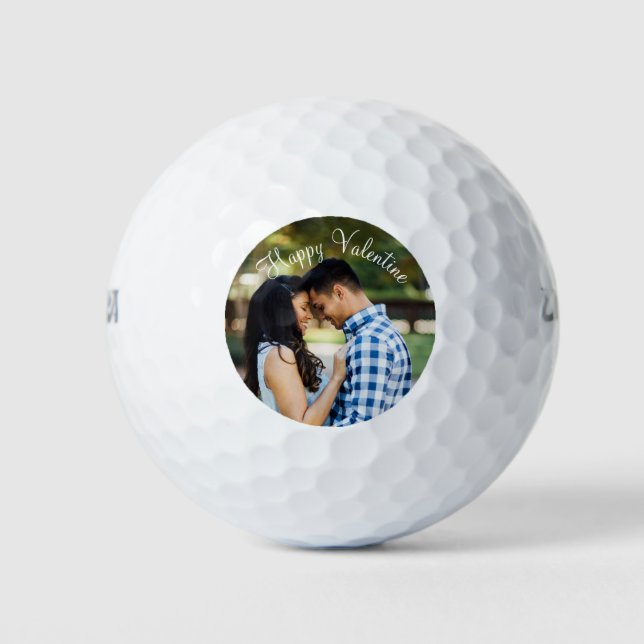 Modern Custom Photo Golfer Valentine's Day Gift Golf Balls (Front)