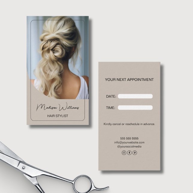 Modern Custom Photo Hair Stylist Appointment Card (Modern Custom Photo Hair Stylist Appointment Card)