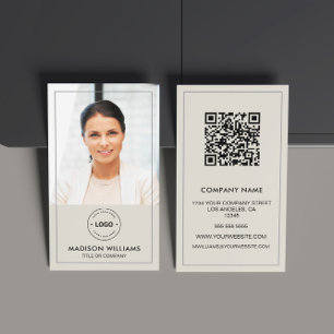 Modern Custom Photo Logo QR Business Card