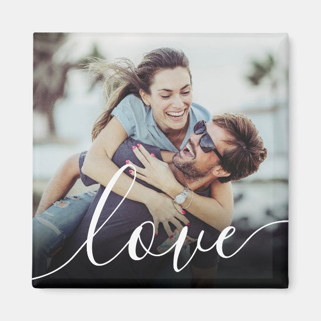 Modern Custom Photo Love Script Magnet (Front)