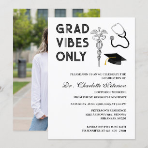 Modern Custom Photo Medical Doctor Graduation  Invitation