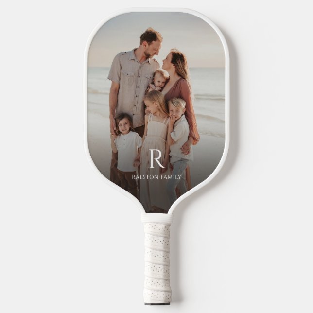 Modern Custom Photo Monogram and Name Pickleball Paddle (Front)