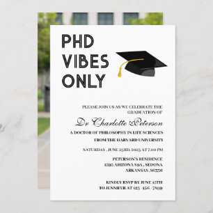Modern Custom Photo PHD Doctoral Graduation Invitation