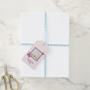 Modern Custom Photo Pink Blush Happy Birthday Gift Tags