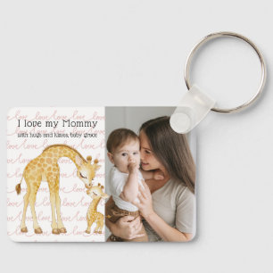 Modern Custom Photo Script 'I Love You - Mommy' Keychain