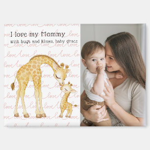 Modern Custom Photo Script 'I Love You - Mommy' Magnet