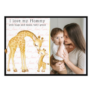 Modern Custom Photo Script 'I Love You - Mommy'  Print