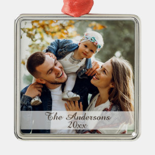 Modern Custom Photo Silver Metal Ornament