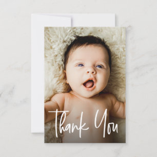 Modern Custom Photo Small 2 Photos Baby Shower  Thank You Card