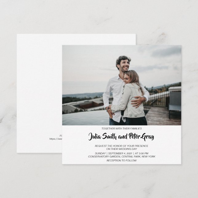 Modern Custom Photo Square Wedding Invitation (Front/Back)