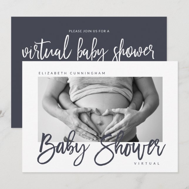 Modern Custom Photo Virtual Baby Shower Invitation (Front/Back)