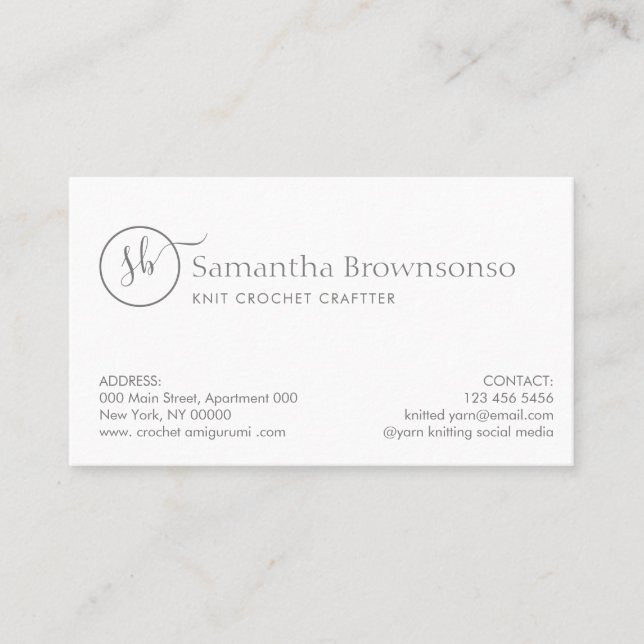 Modern Custom Photo Yarn Knitting Crochet Business Card (Front)