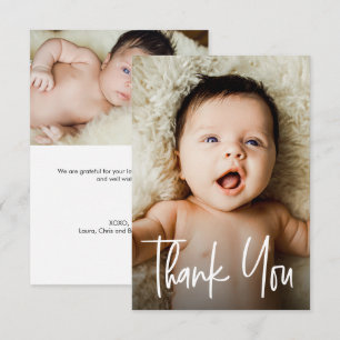 Modern Custom Photos Small Note Baby Shower  Thank You Card