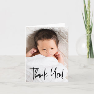 Modern Custom Portrait Baby Photo Thank You  Card