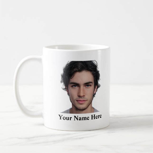 Modern Custom portrait photo name template Coffee Mug (Left)
