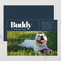Modern Custom Puppy Dog Photo Birthday Invitation