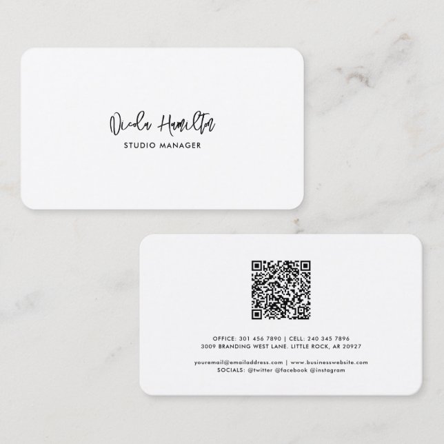 Modern Custom QR Code Corporate Employees Business Card (Front/Back)