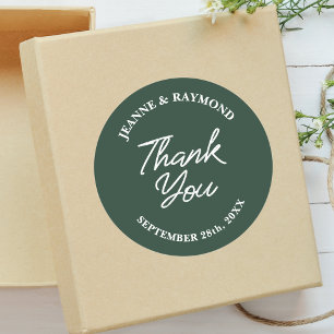 Modern Custom Sage Green Wedding Thank You Favour Classic Round Sticker