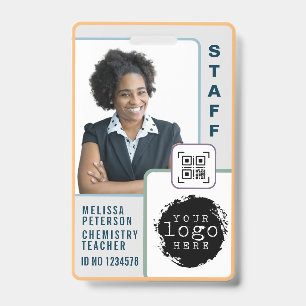 Modern Custom School Teacher Photo Name Card  Badge