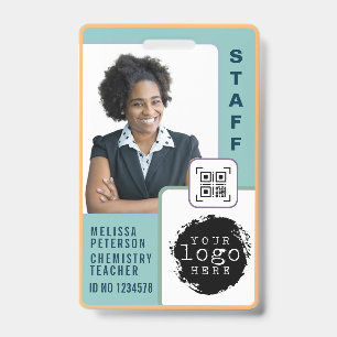 Modern Custom School Teacher Photo Name Card  Badge