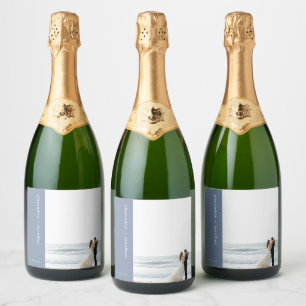 Modern Custom Sparkling Wine Wedding Photo Sparkling Wine Label