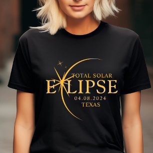 Modern Custom State 2024 Texas Total Solar Eclipse T-Shirt