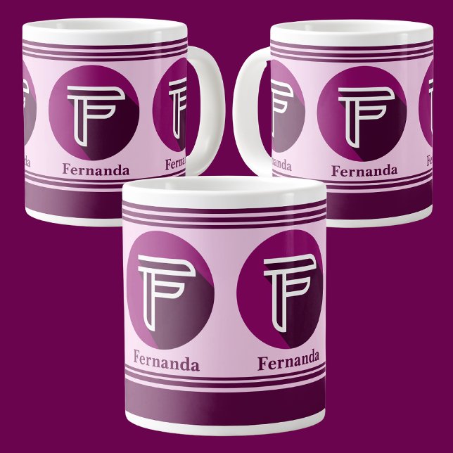 Modern Custom Stylish Name Monogram Letter (F) Large Coffee Mug (Creator Uploaded)