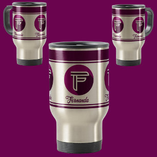 Modern Custom Stylish Name Monogram Letter (F) Travel Mug