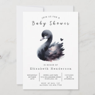 Modern Custom Swan Baby Shower Invitation