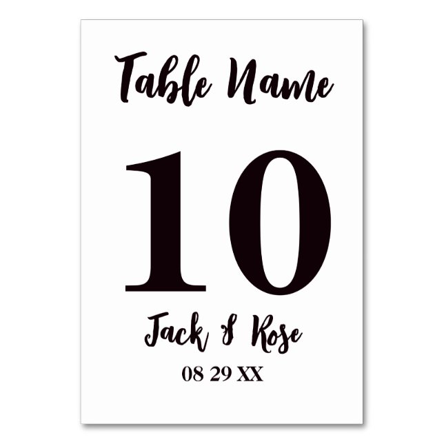 Modern Custom Table Name Wedding Table Number (Front)