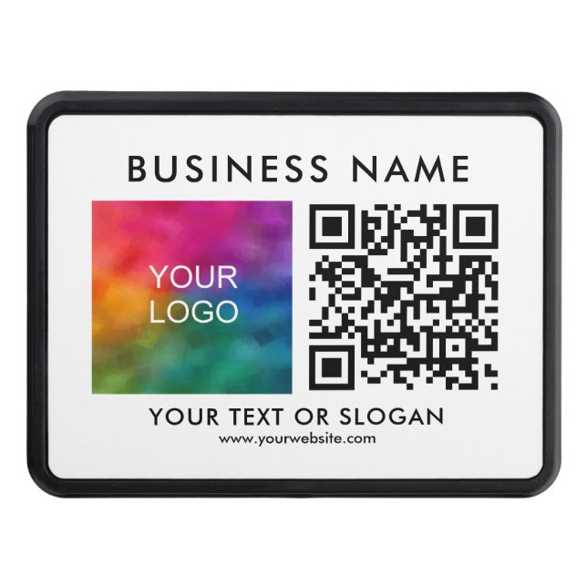 Modern Custom Template Business Logo QR Code Trailer Hitch Cover (Front)