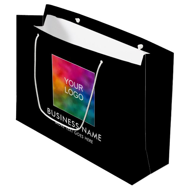 Modern Custom Template Text Business Logo Here Large Gift Bag (Front Angled)