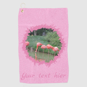 Modern custom text and photo on pink pattern golf towel